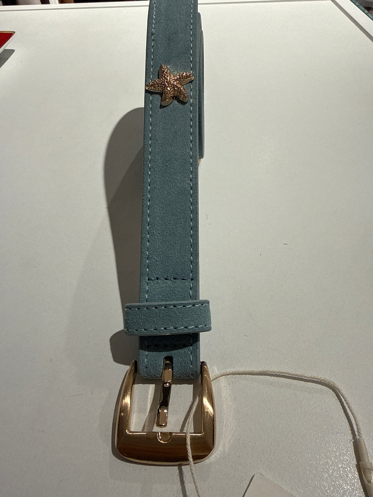 Cintura azzurra scamosciata pelle