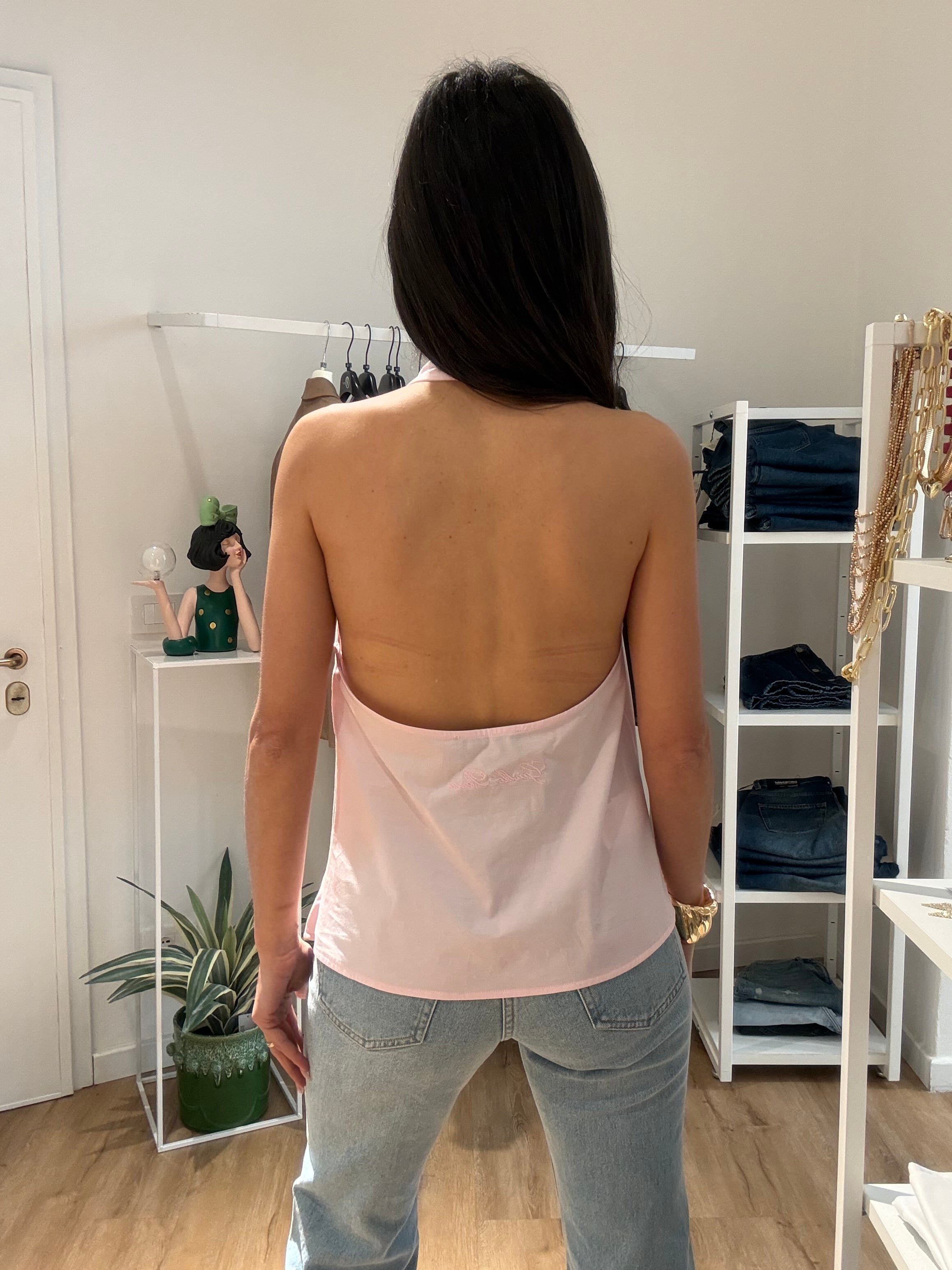 Top Rosa in Cotone con Logo