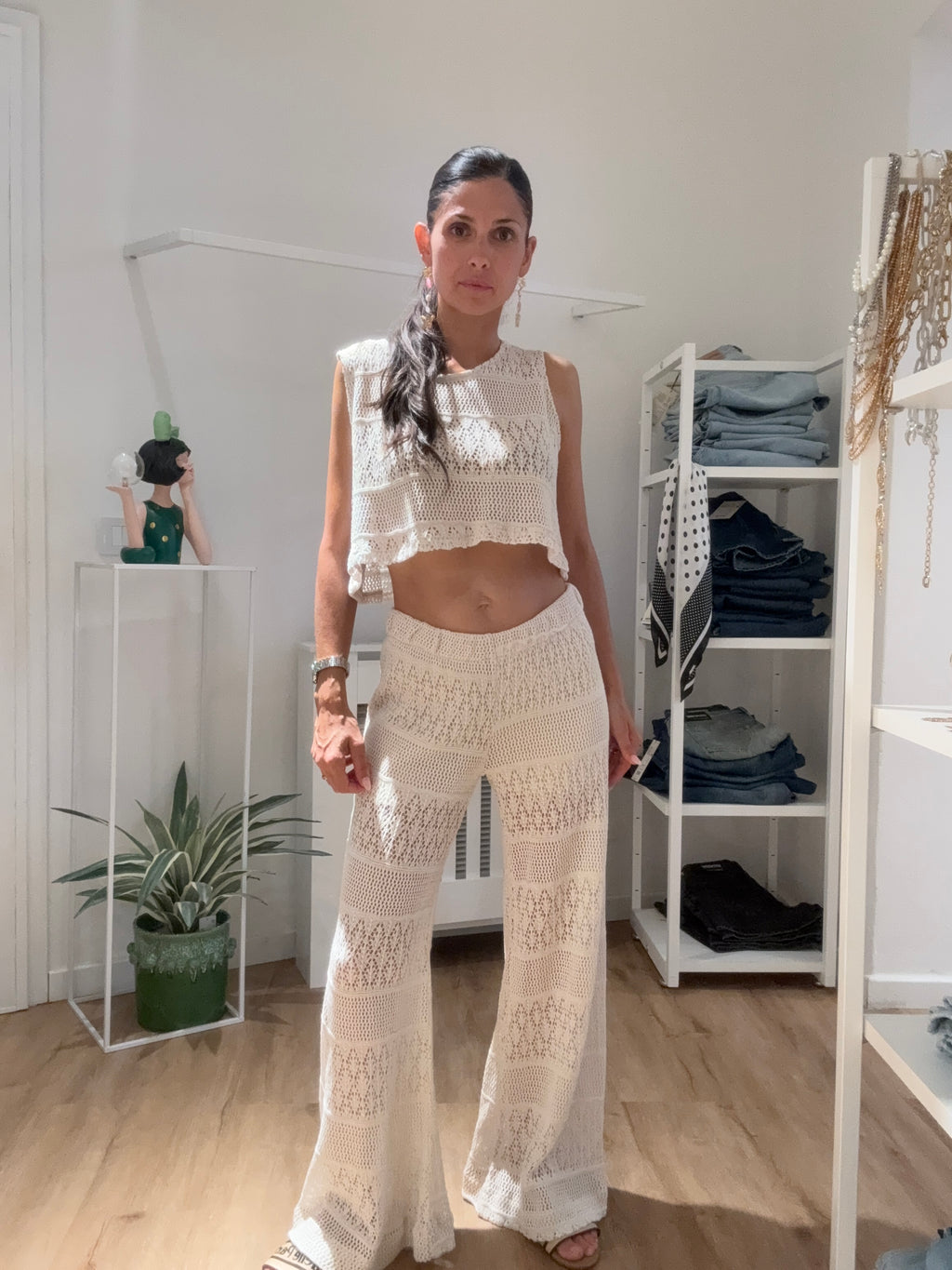 Pantalone Macrame burro