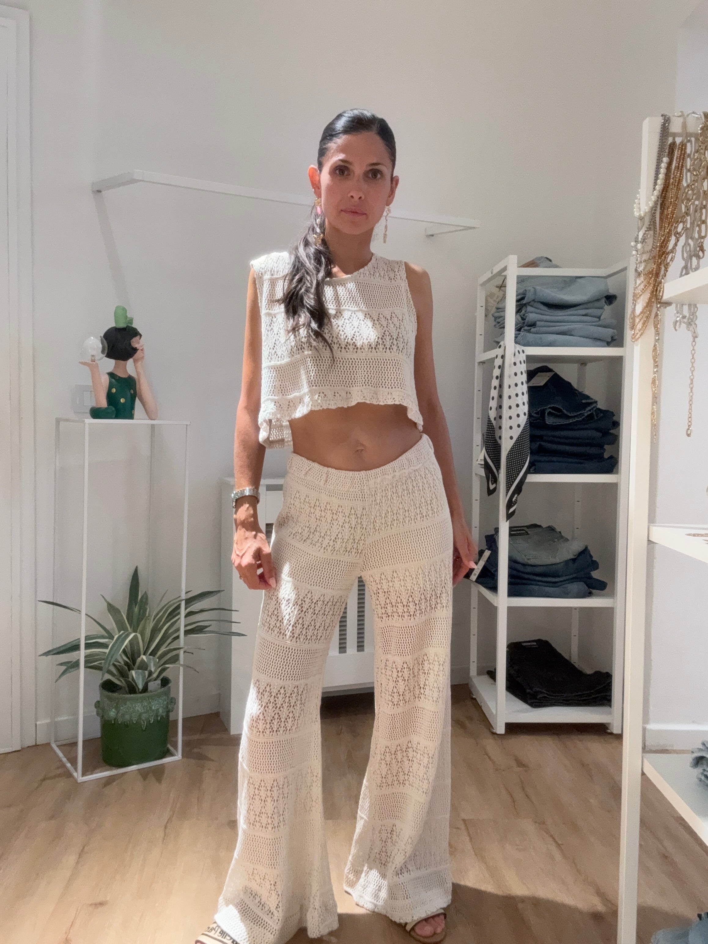 Pantalone Macrame burro