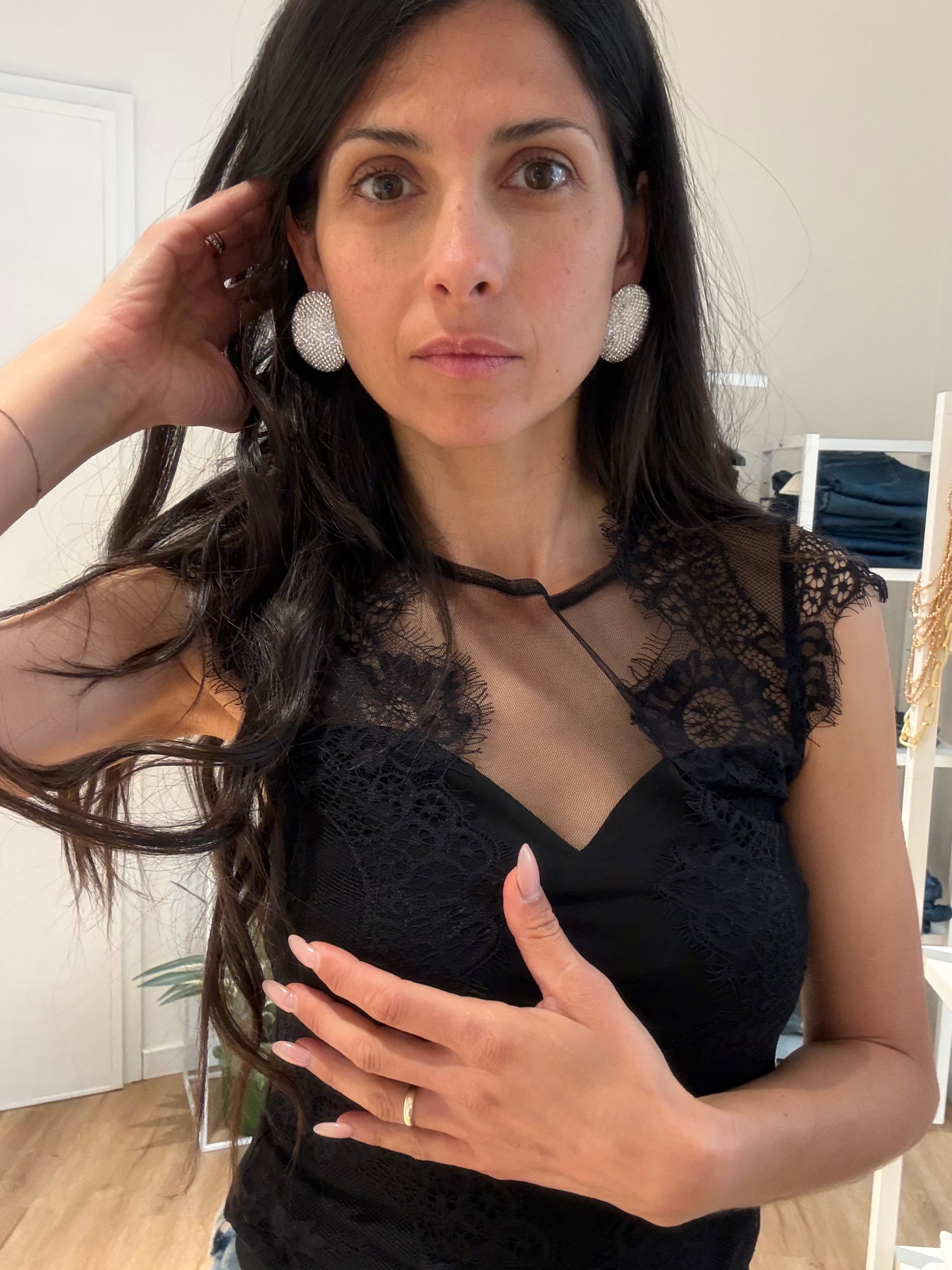 Orecchini rotondi con brillantini