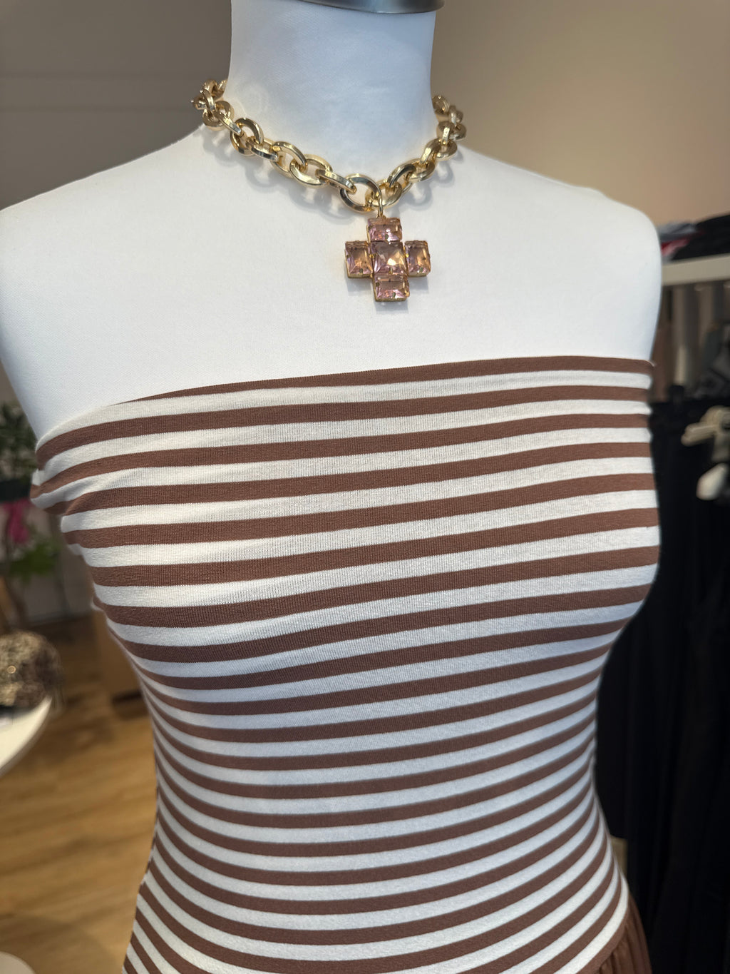Collana Gold con croce rosa