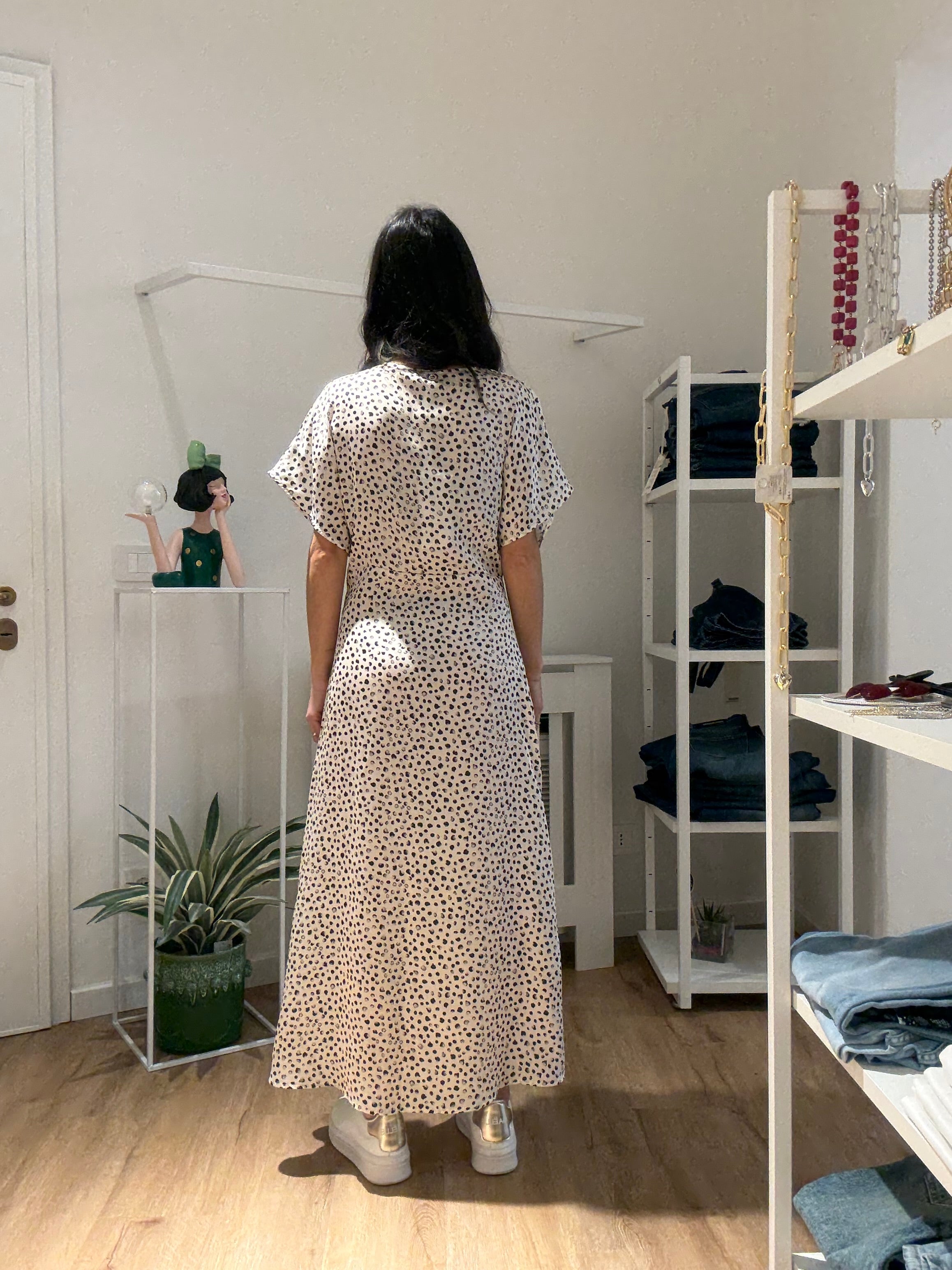 Abito Lungo con Manica kimono corta in raso