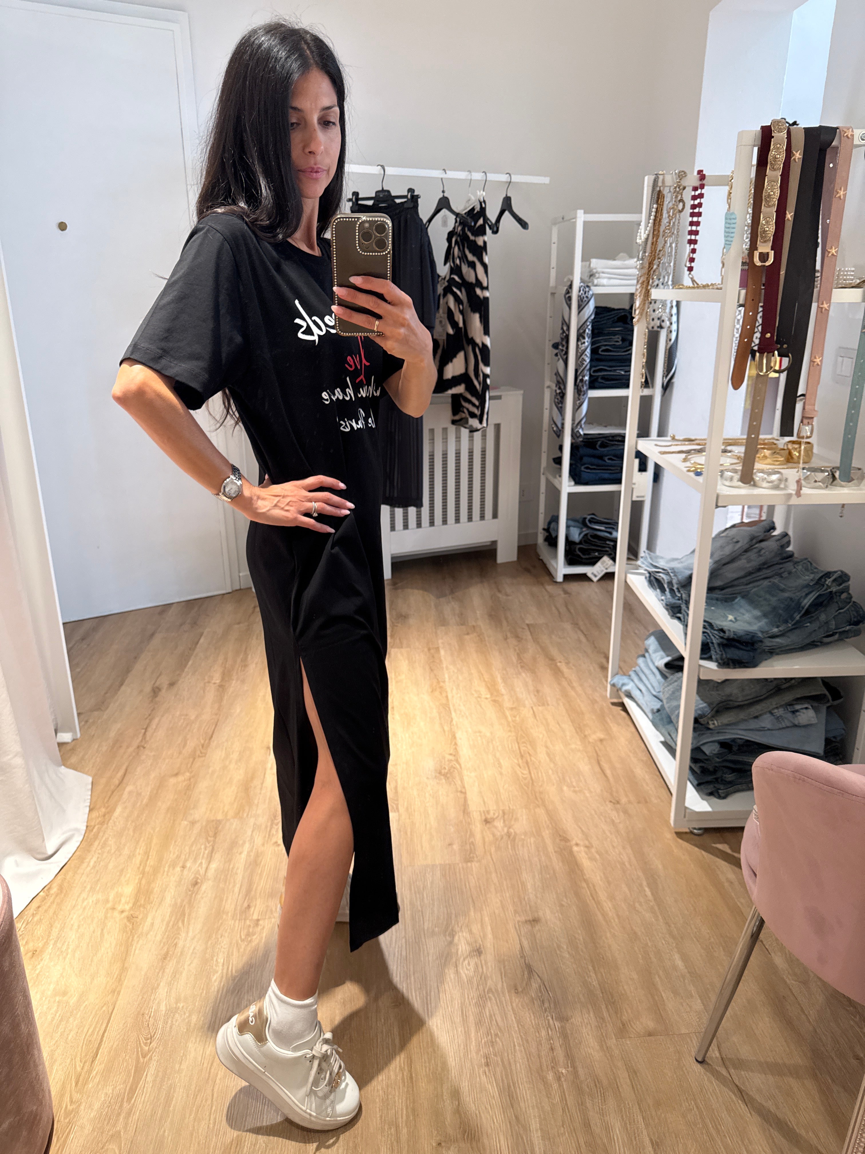 Maxi t shirt Gaelle lunga con spacco