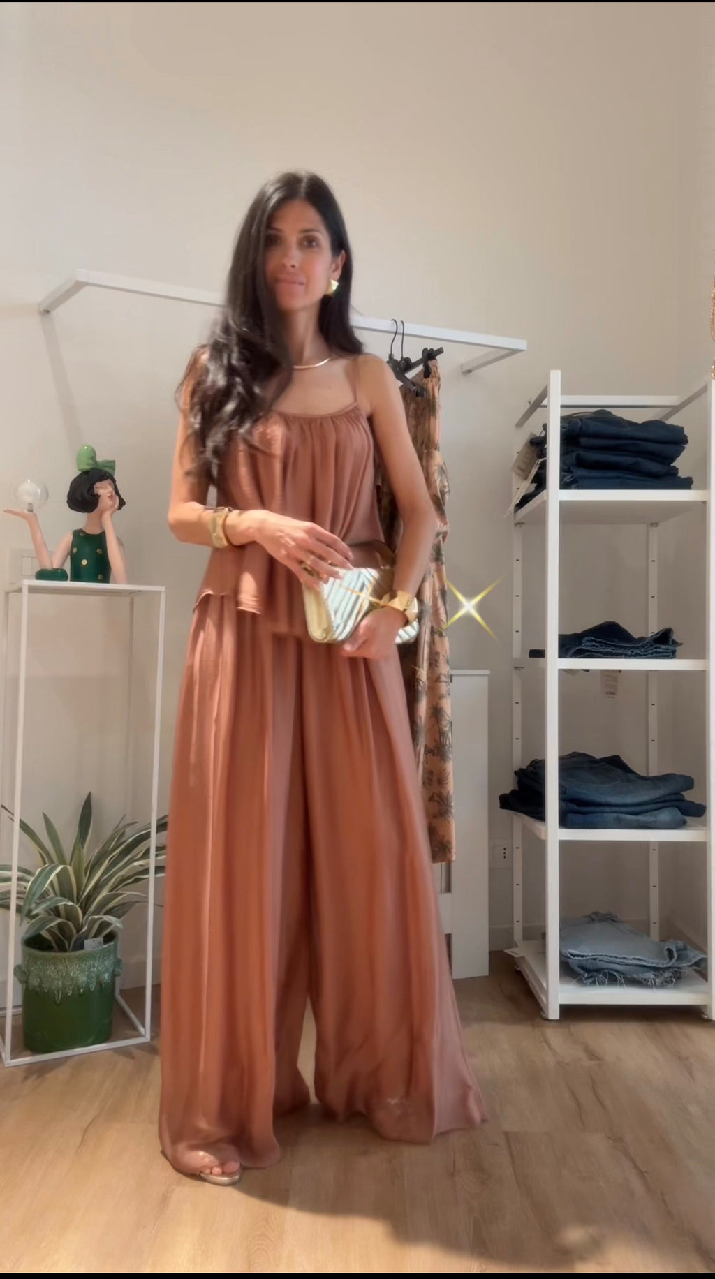 Pantalone ampio caramello
