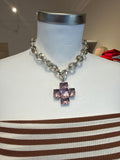 Collana croce lilla