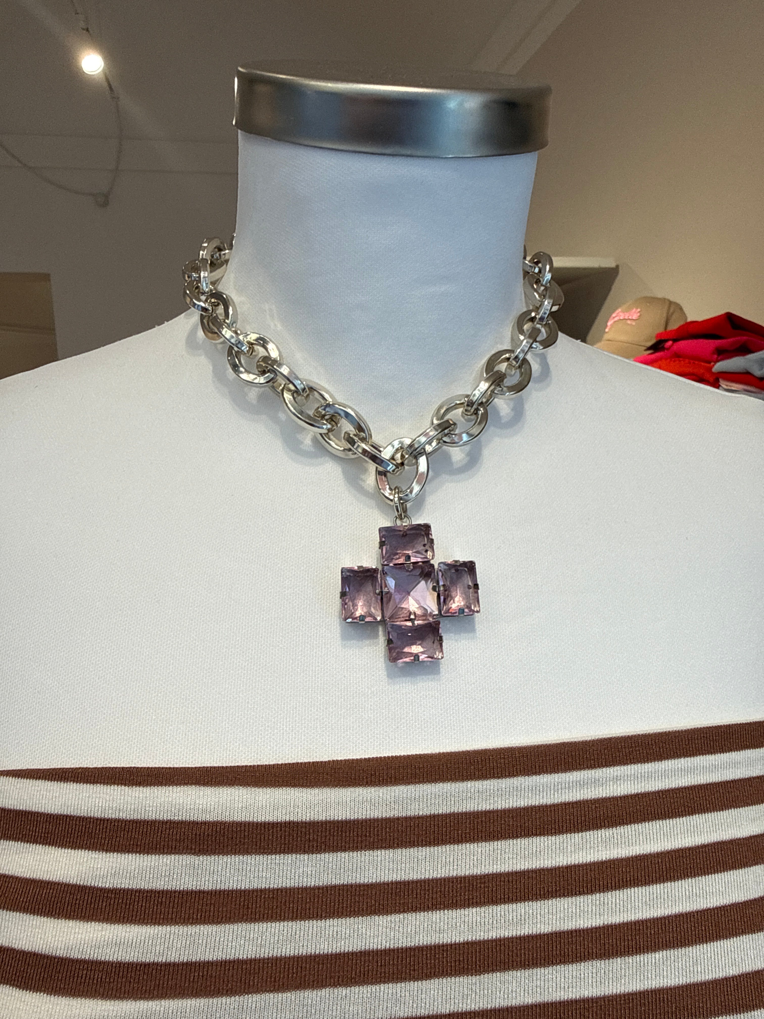 Collana croce lilla
