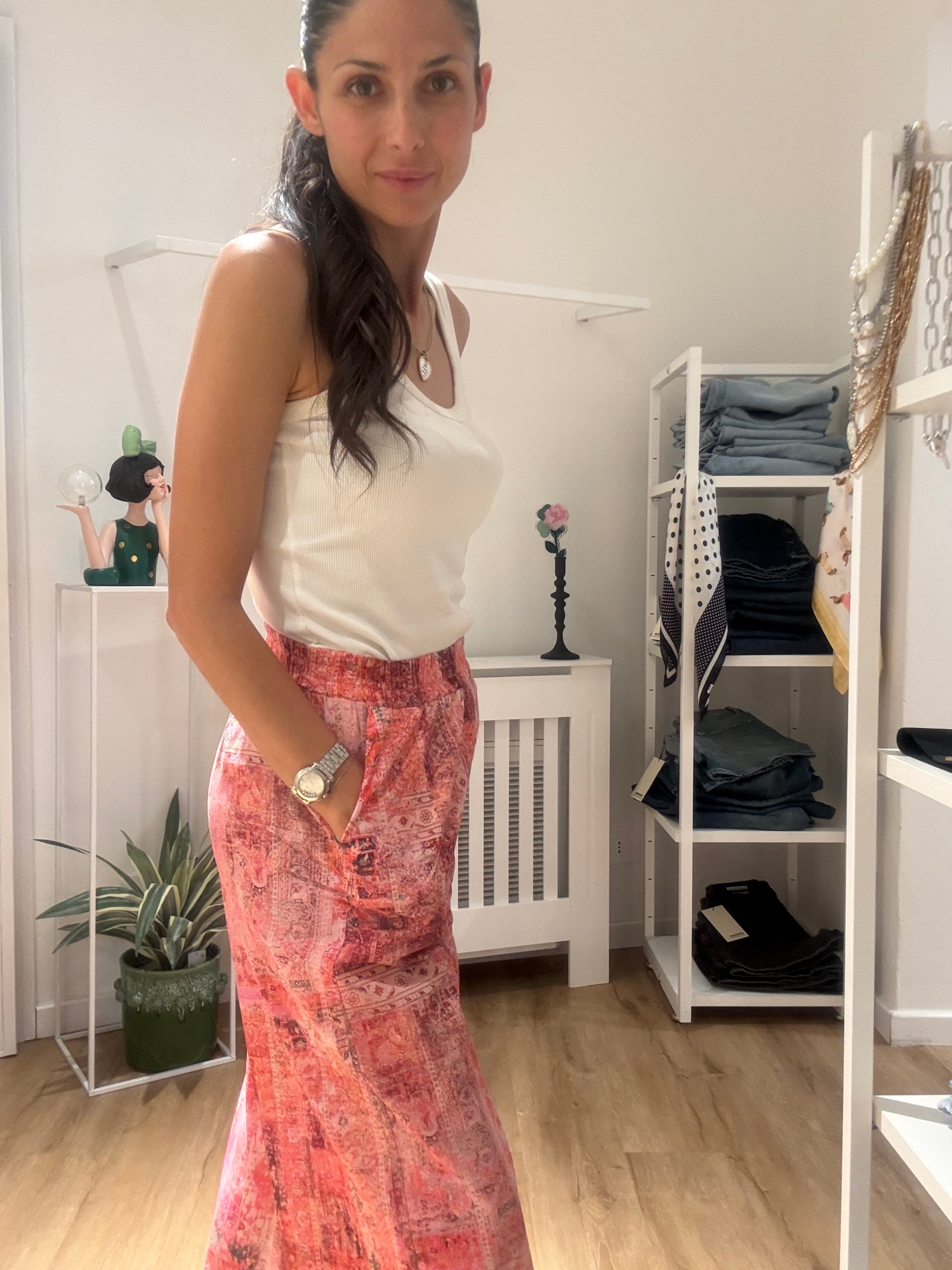 Pantalone rosa  fantasia