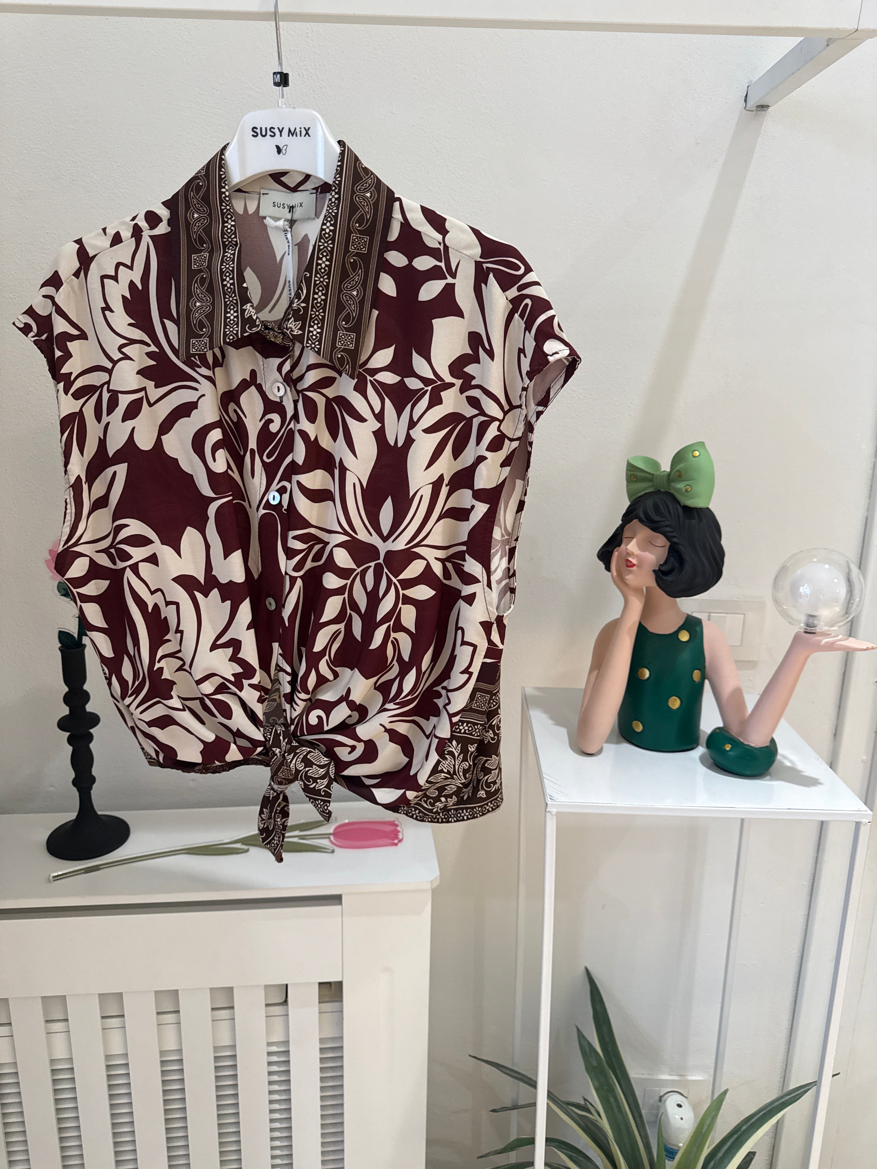 Camicia fantasia vino