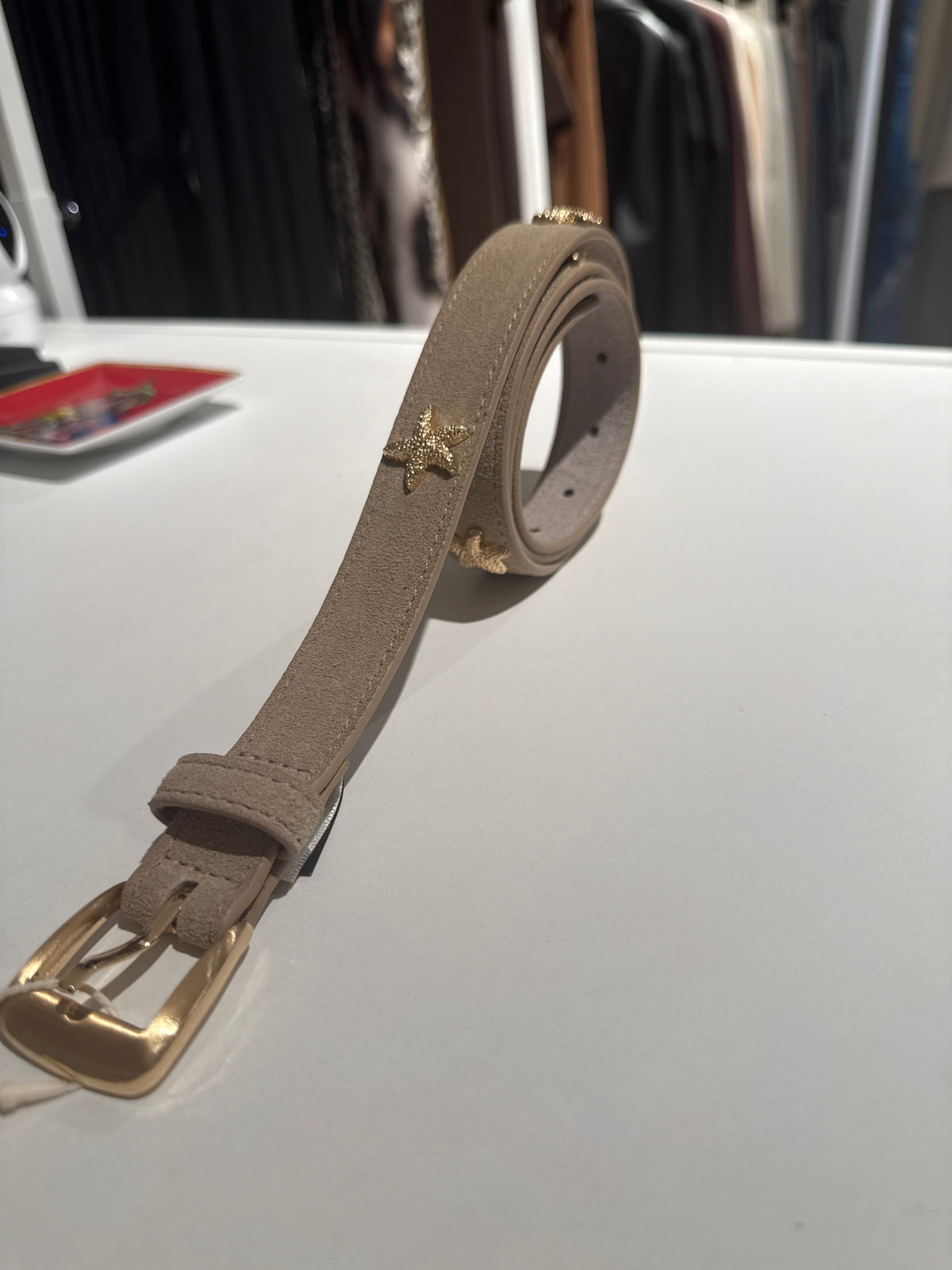 Cintura scamosciata pelle beige