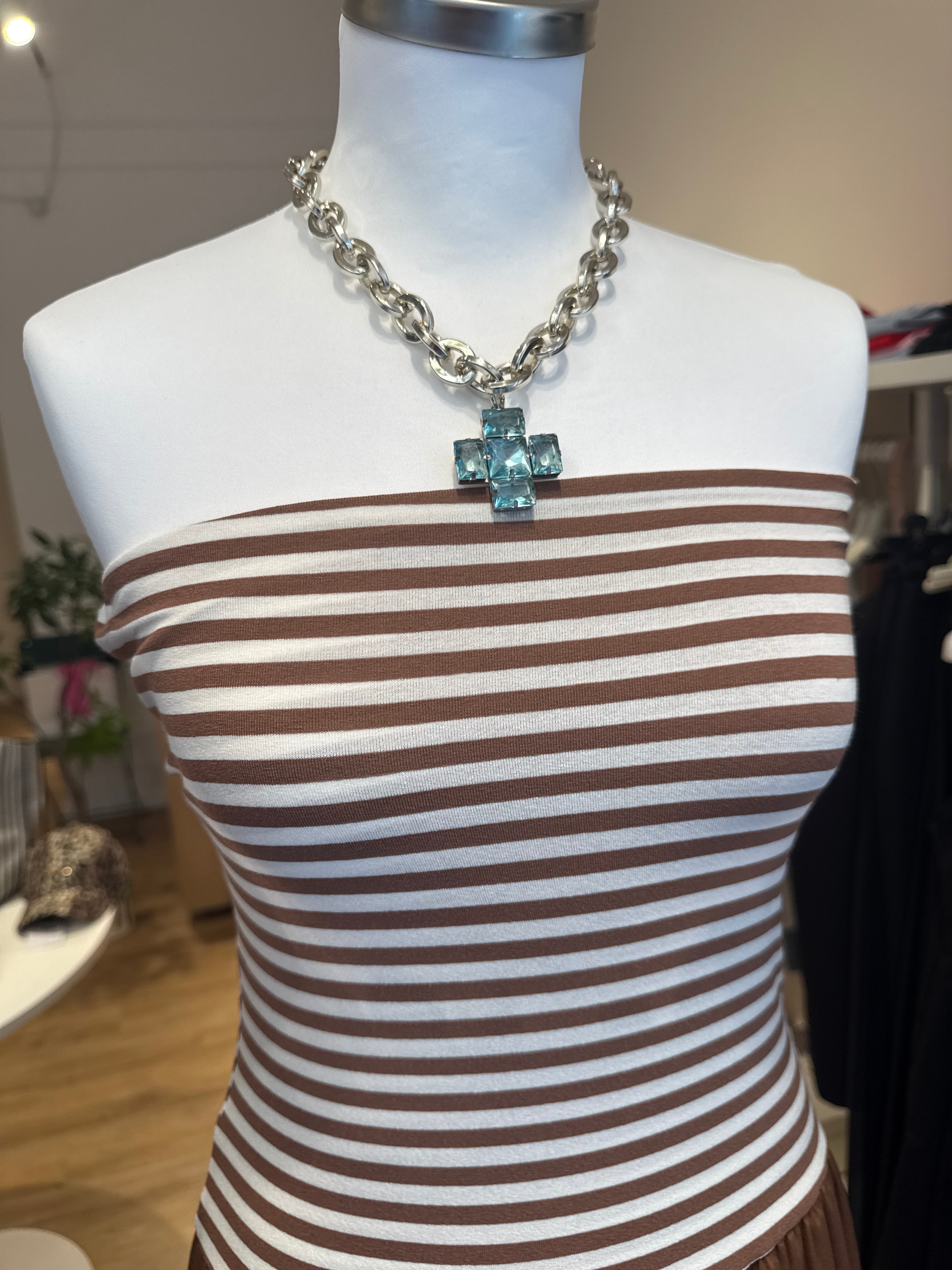 Collana croce azzurra