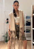 Gilet con frange beige