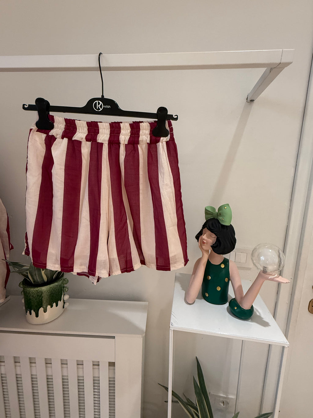 Shorts in mussola a righe