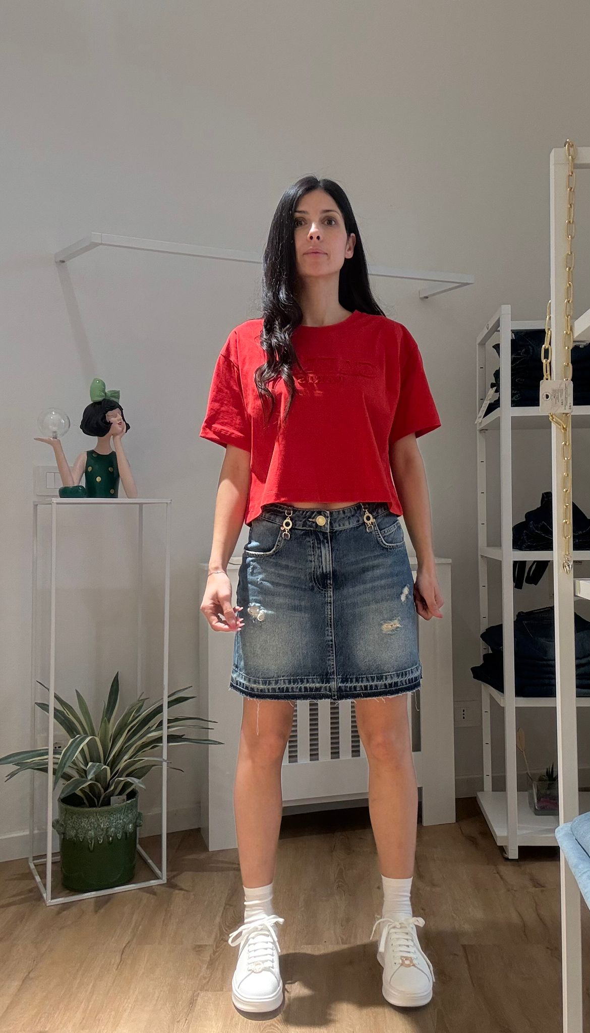 Minigonna Denim con Morsetti Logati
