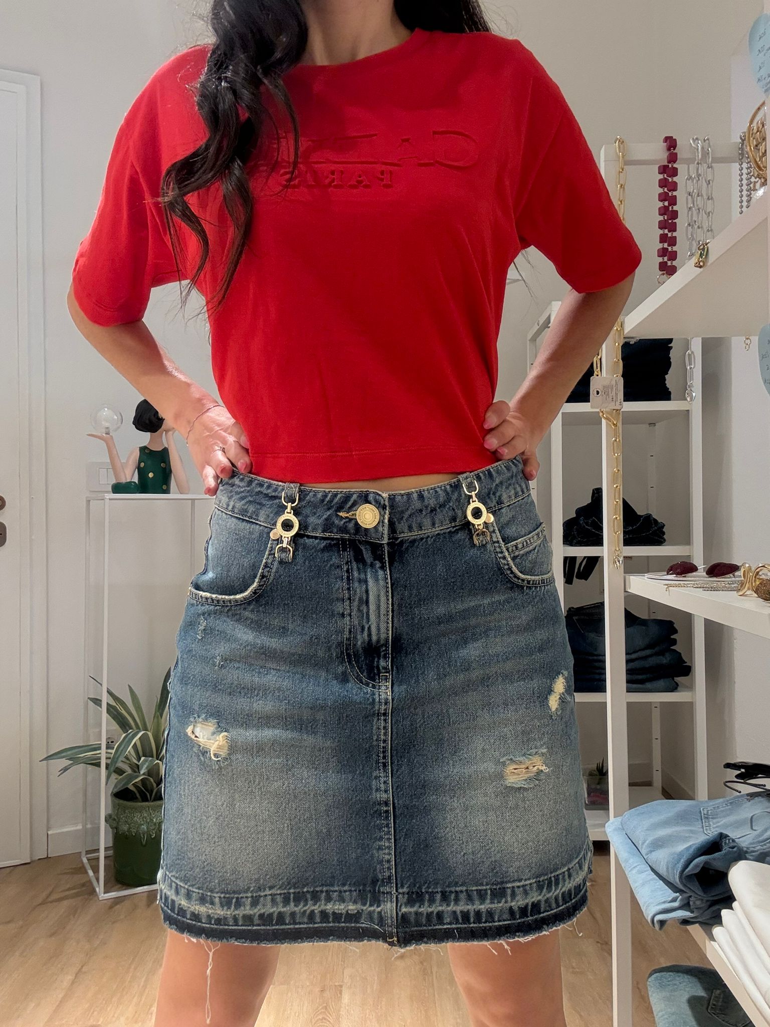 Minigonna Denim con Morsetti Logati