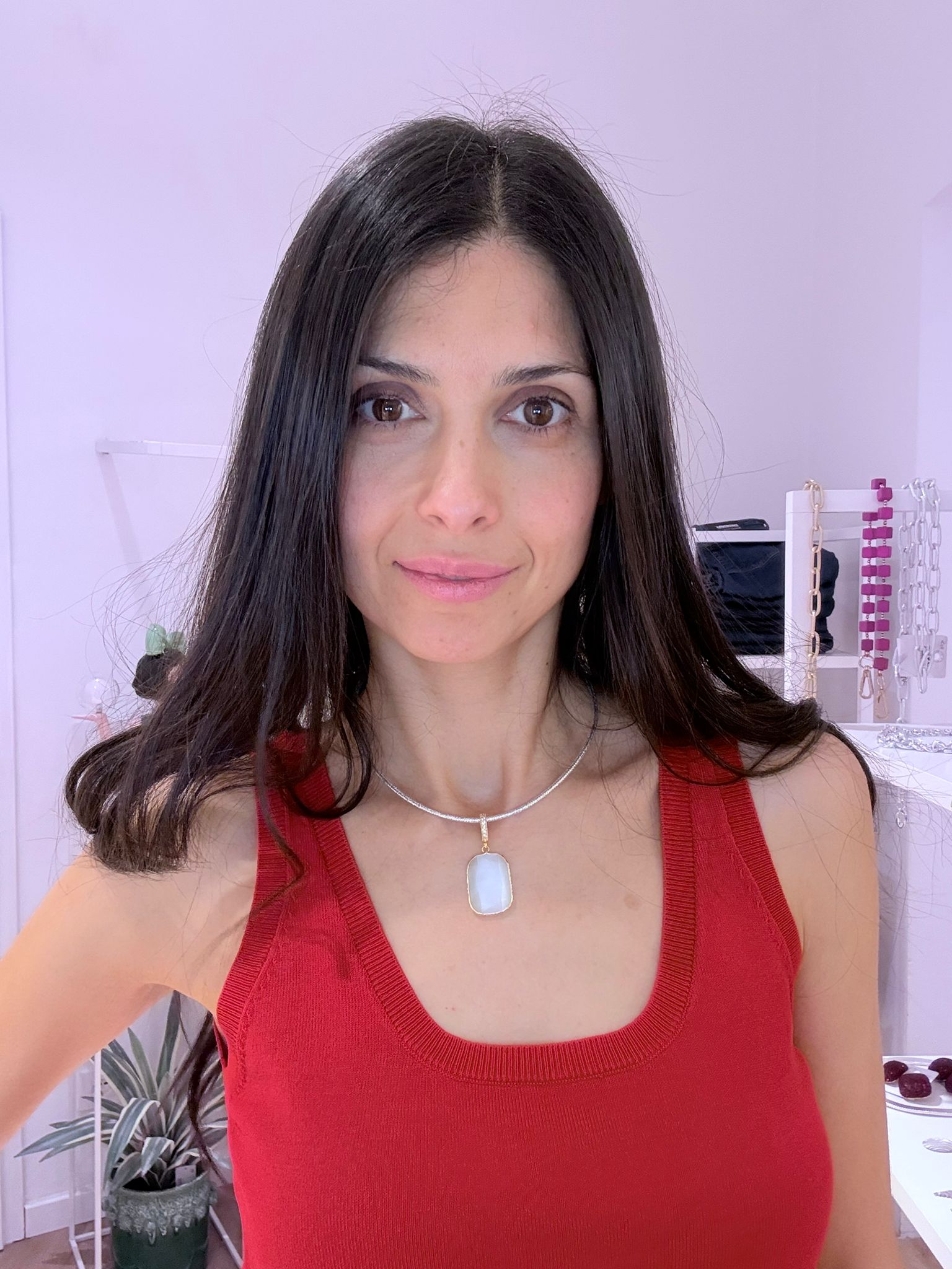 Choker Magnetico Argento Quarzo Bianco