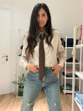 Camicia con cravatta +spalline imbottite color burro con righe Moro Brand Haveone