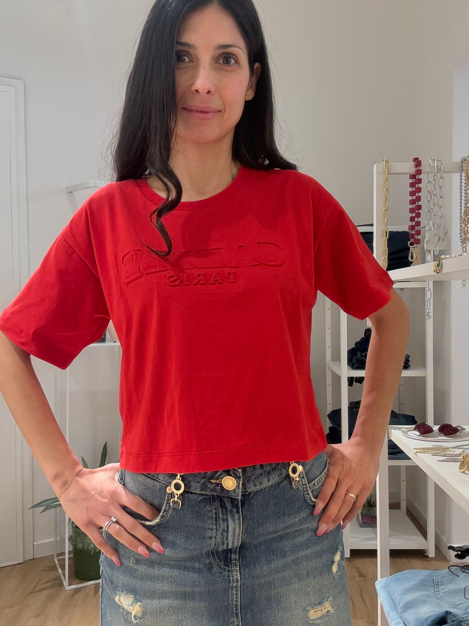 T-shirt Crop Logo in Rilievo
