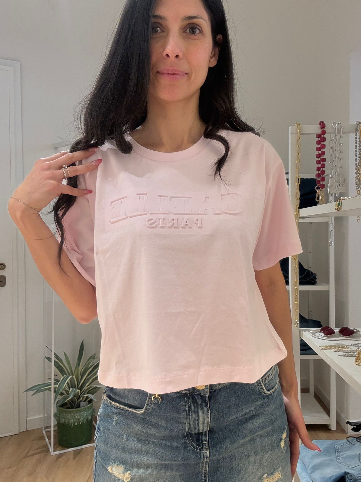 T-shirt Crop Logo in Rilievo